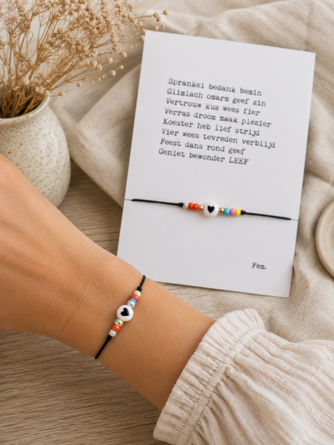 Armbandplezier Sprankel, Bedank en Bemin | Armband Met Kaart
