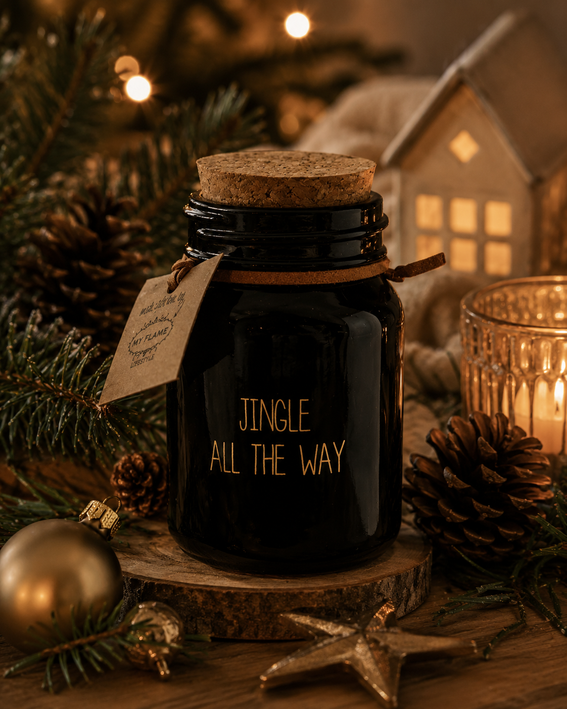 Sojakaars Jingle All The Way | Winter Glow Geurkaars met Houten Lont