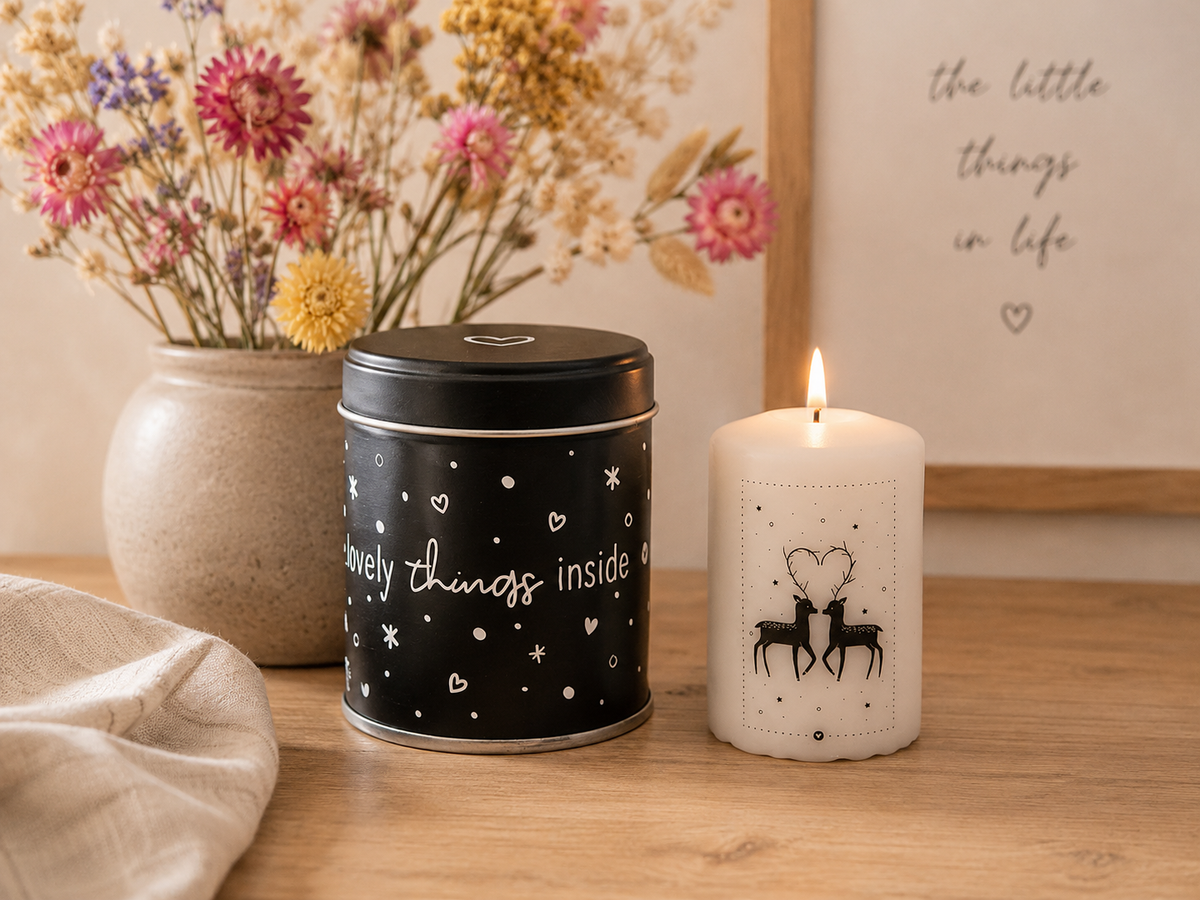 Cadeaublikje met Kaarsje Lovely Things Inside | Hertjes Kaars