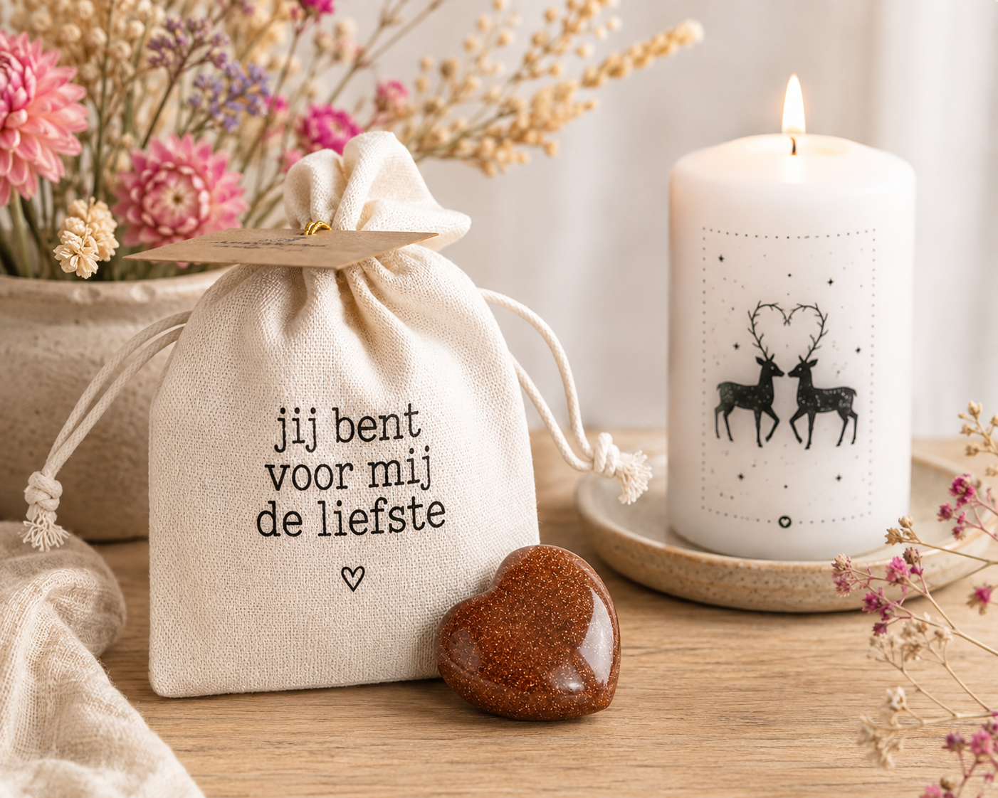 Wenszakje Hart Goudsteen | Jij Bent Voor Mij De Liefste