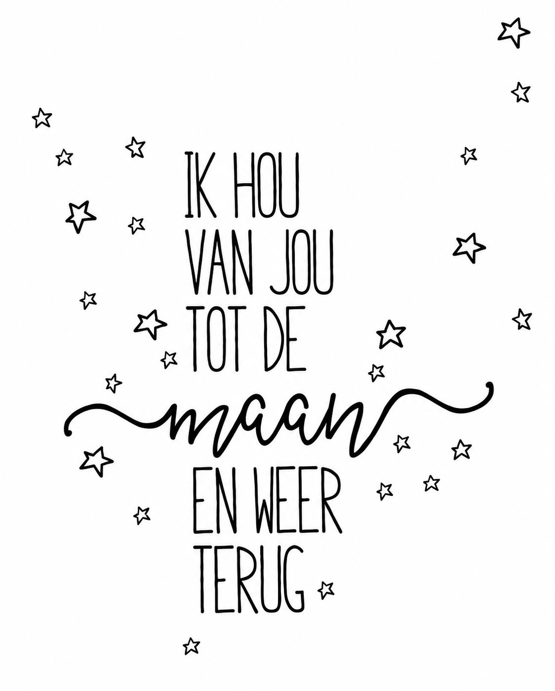 Kaart Ik Hou Van Jou Tot De Maan En Weer Terug | Liefdeskaart Met Betekenis