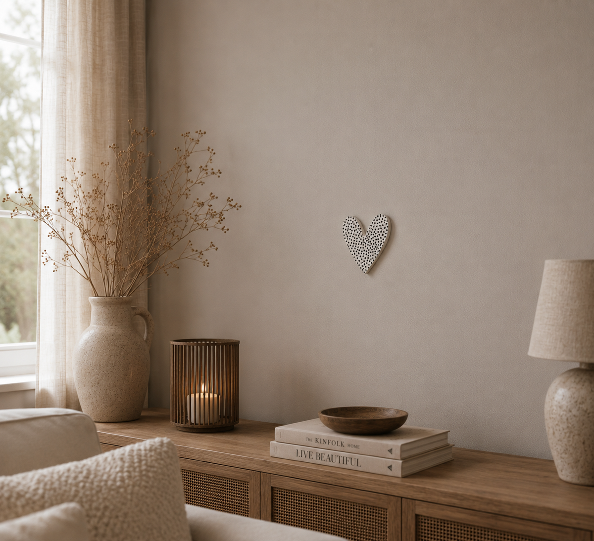 Muurcirkel Hart met Stippen | Wanddecoratie 30 cm