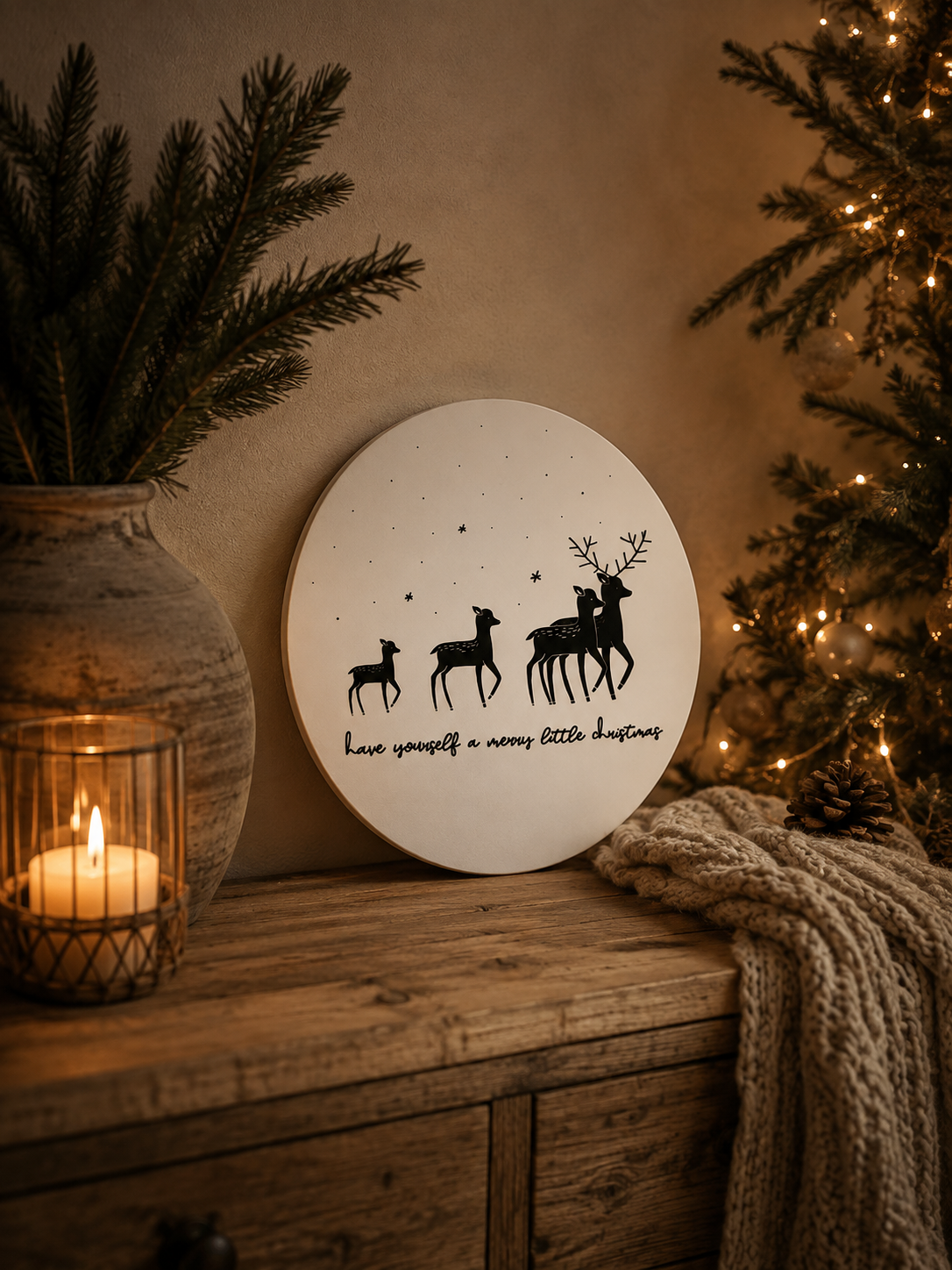 Muurcirkel Kerstherten | Kerst Wanddecoratie 20 cm