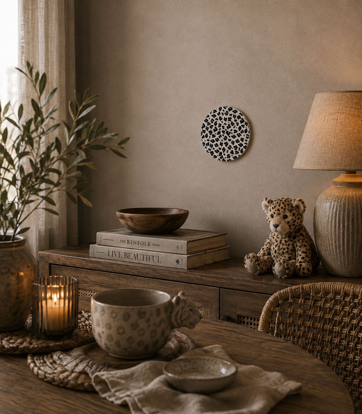 Muurcirkel Panterprint | Trendy Wanddecoratie 20 cm