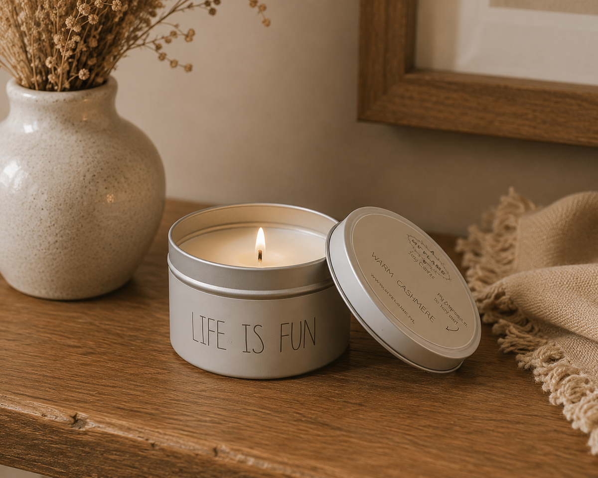 Sojakaars Life Is Fun | Warm Cashmere Geurkaars In Blik