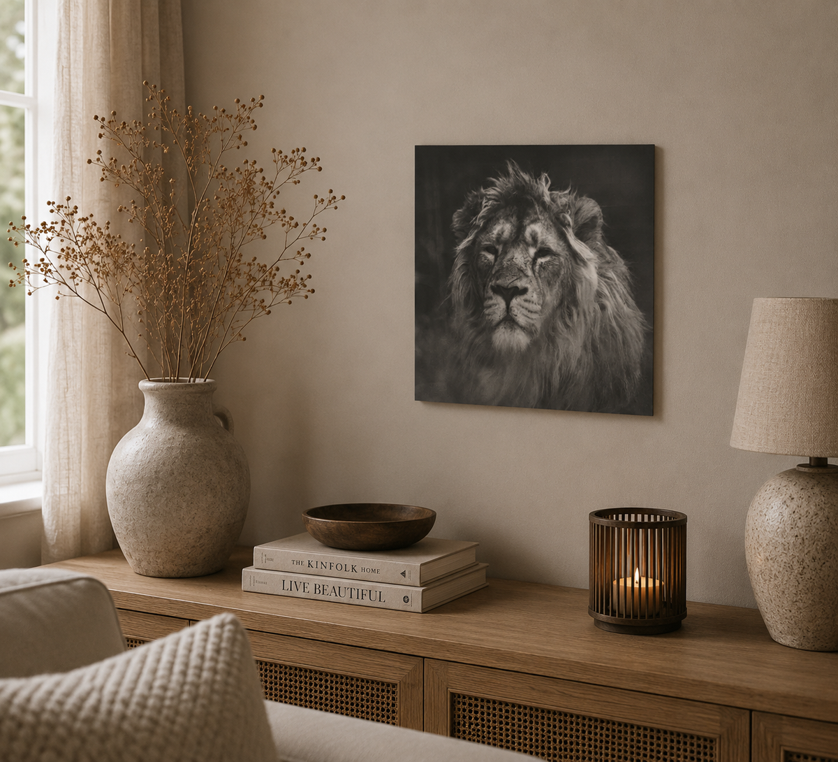 Wallsquare Leeuw | Zwart-Witte Wanddecoratie 30 x 30 cm