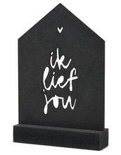 Afbeelding in Gallery-weergave laden, Cadeaupakket - Zwart houten huisje met tekst 'ik lief jou'