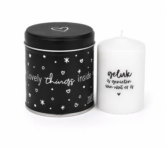 Cadeaublikje Met Kaarsje Geluk Is Genieten | Klein Cadeautje Met Betekenis