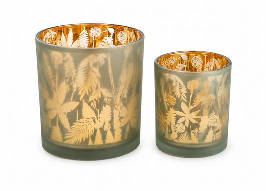 Set Windlichten Safari Goud | Botanische Waxinelichthouders 2-delig