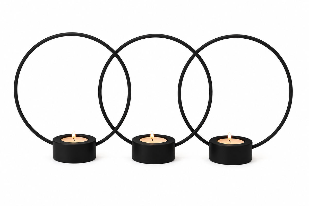 Set Waxinelichthouders Zwart | Modern Metaal | 3-delig