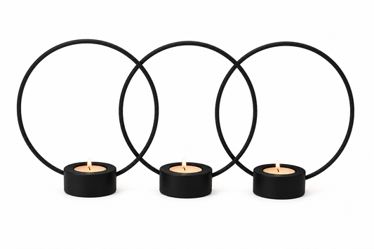 Set Waxinelichthouders Zwart | Modern Metaal | 3-delig