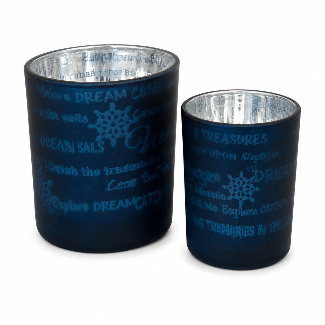 Set Windlichten Ocean Dreams | Blauw Glas 2-delig