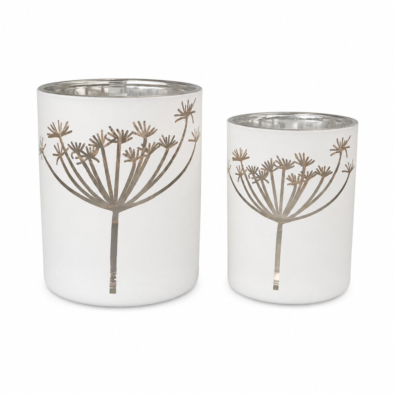 Set Windlichten Schermbloem Wit | Glazen Windlichten 2-delig