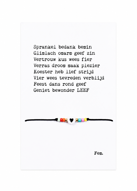 Armbandplezier Sprankel, Bedank en Bemin | Armband Met Kaart