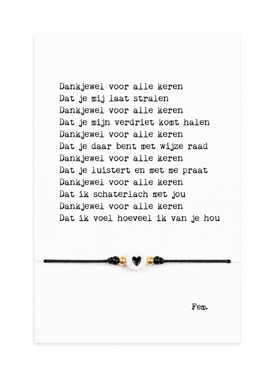 Armbandplezier Dankjewel Voor Alle Keren | Armband Met Kaart