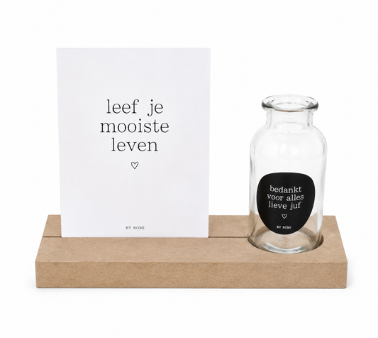 Memory Shelf Bedankt Lieve Juf Voor Alles | Inclusief Vaasje & Kaart