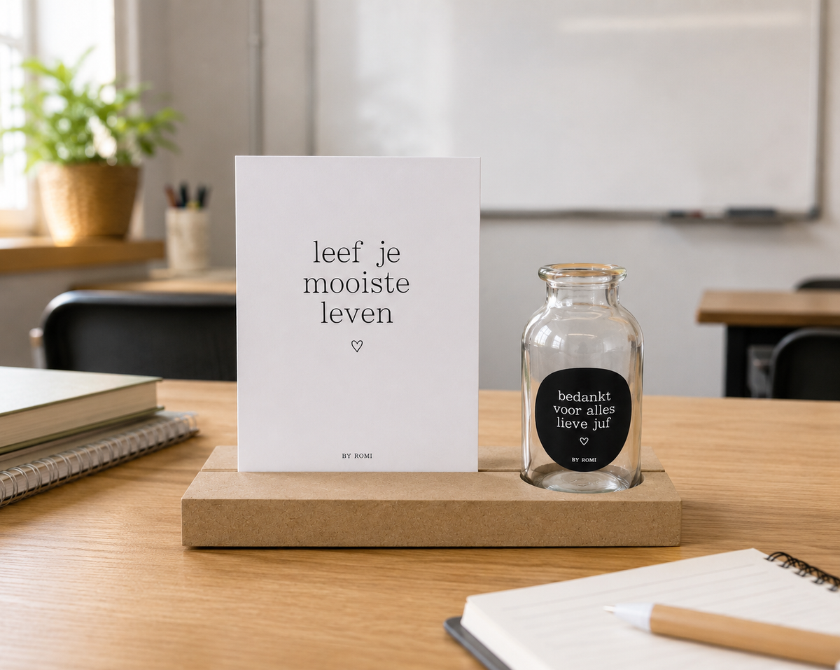 Memory Shelf Bedankt Lieve Juf Voor Alles | Inclusief Vaasje & Kaart