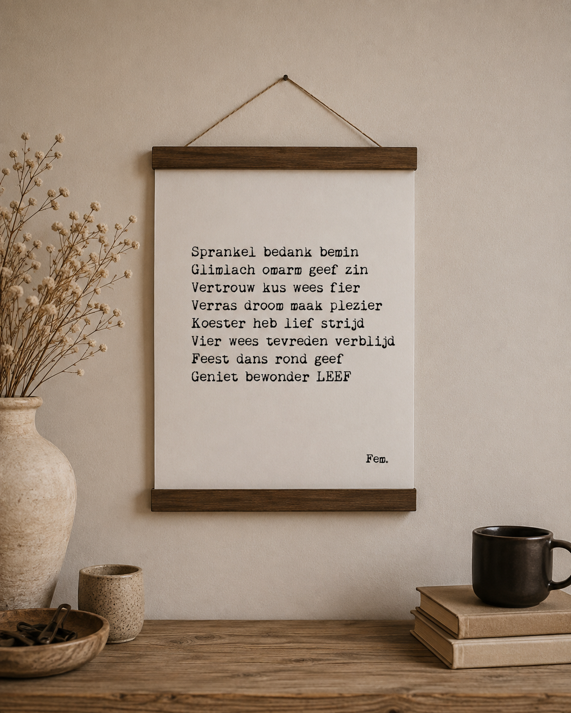 Poster A4 Sprankel, Bedank en Bemin | Inspirerende Tekstposter