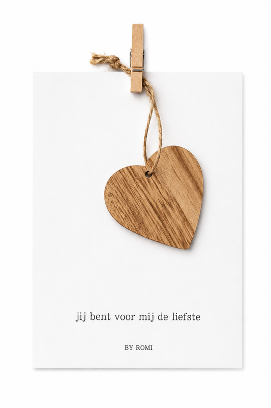 Kaart Met Houten Hart | Jij Bent Voor Mij De Liefste