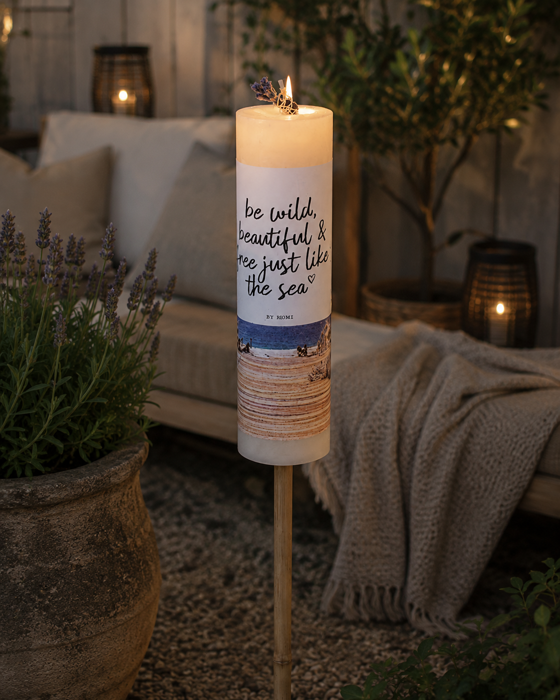 Tuinfakkel Be Wild, Beautiful & Free Just Like The Sea | Buitenkaars Op Bamboestok