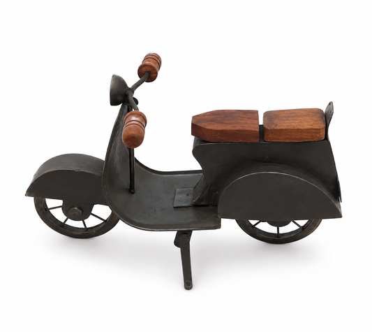 Decoratieve Scooter | Metalen Scooter Met Houten Details