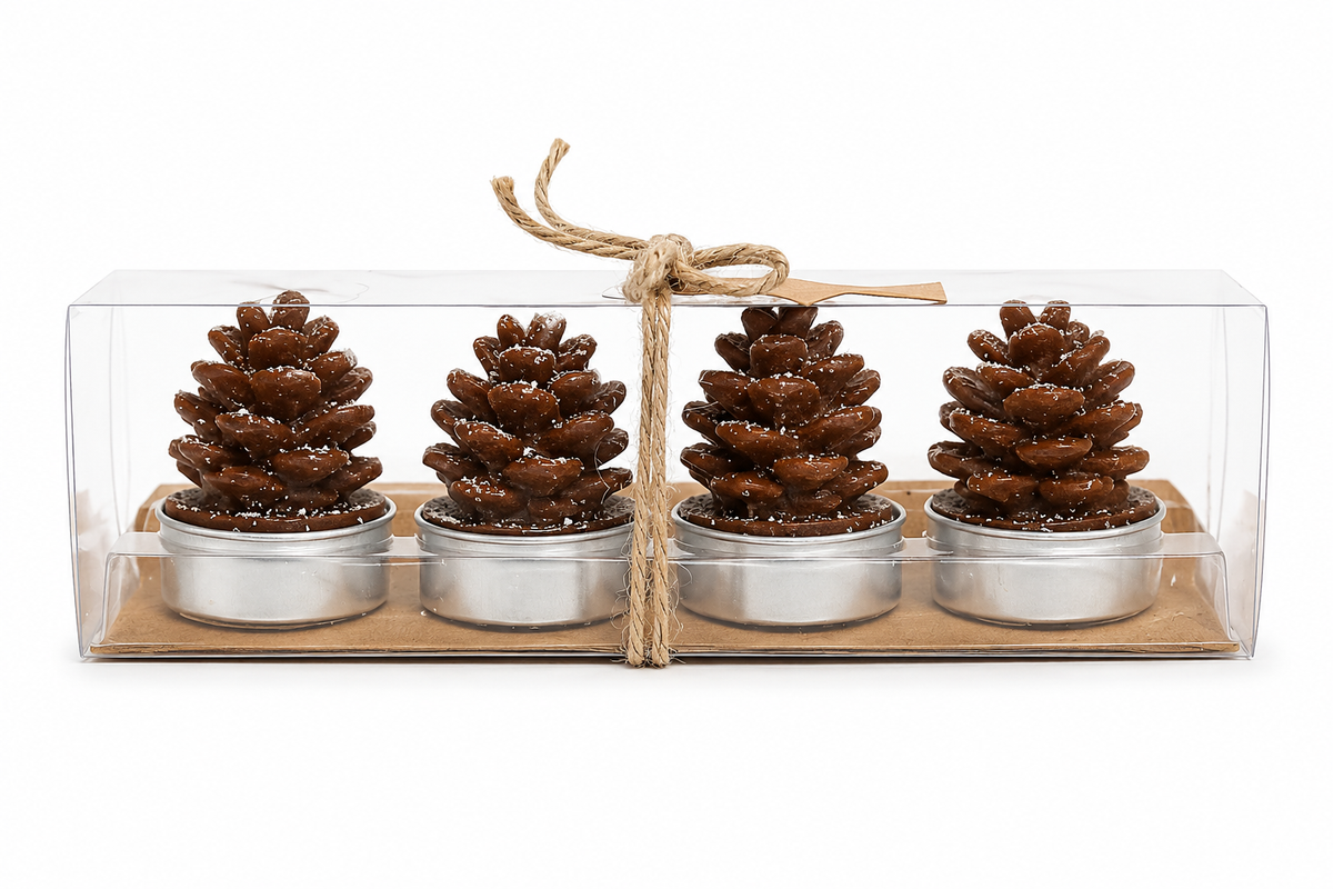 Dennenappel Kaarsen | Set van 4 Sfeervolle Dennenappelkaarsjes