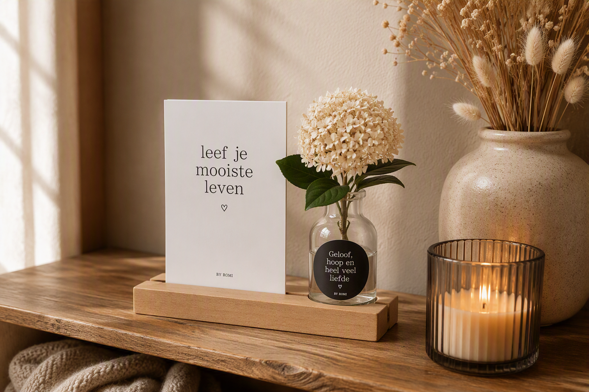 Memory Shelf met vaasje | Geloof, hoop en heel veel liefde