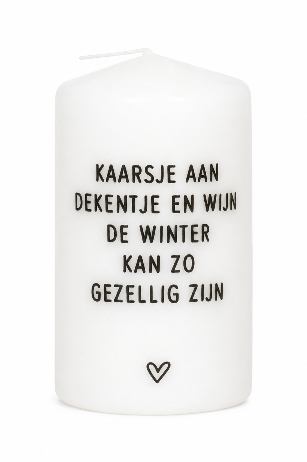 Kaars Kaarsje Aan, Dekentje Met Wijn | Witte Tekstkaars 10 cm