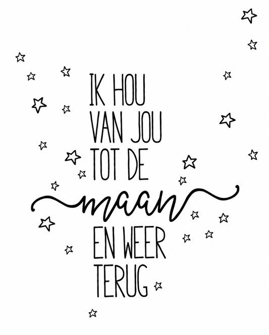 Kaart Ik Hou Van Jou Tot De Maan En Weer Terug | Liefdeskaart Met Betekenis