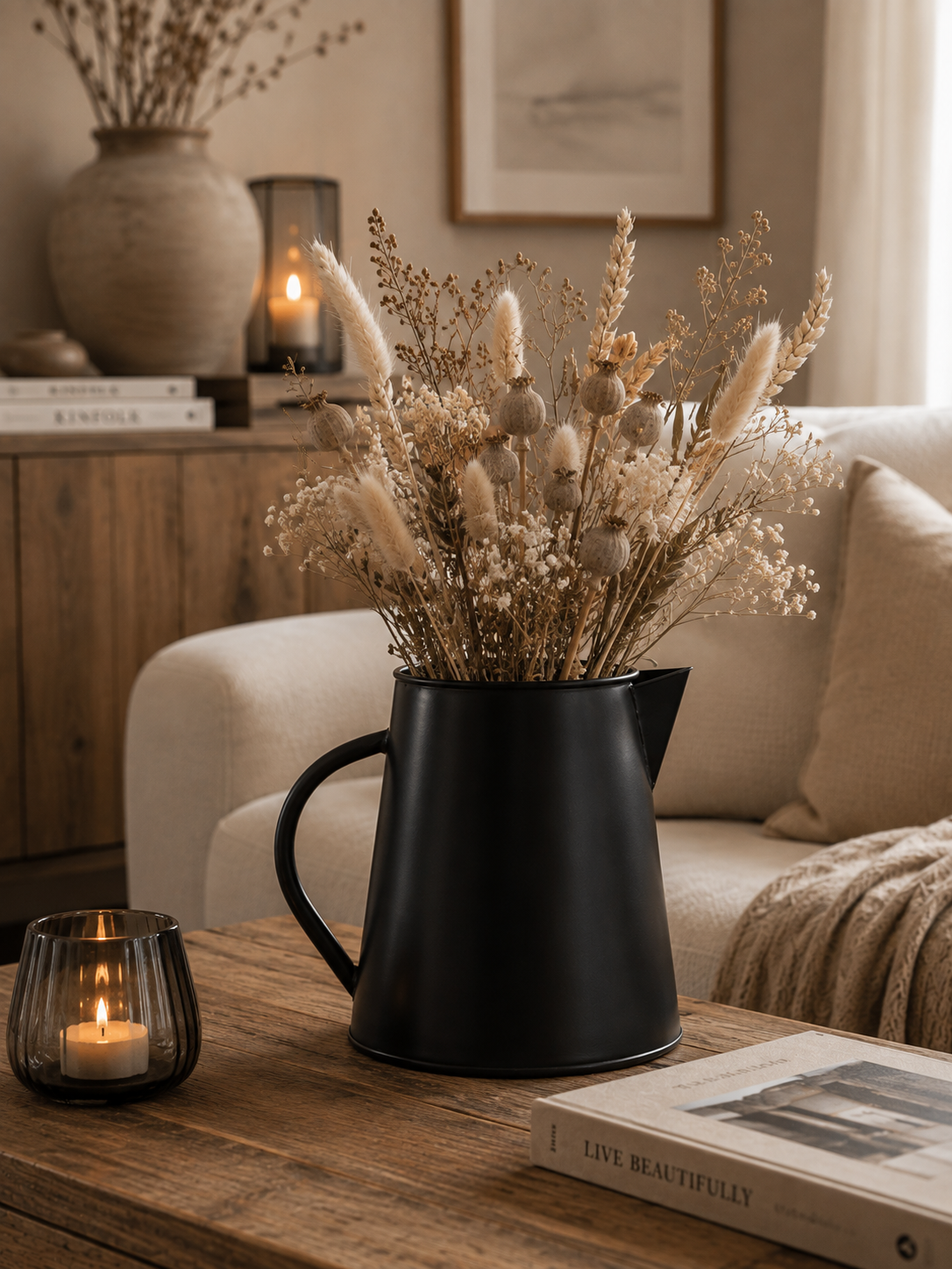Metalen Vaas Zwart | Decoratieve Kan van Vtwonen