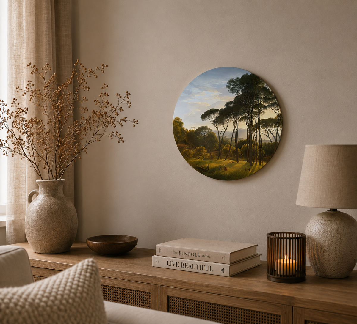 Muurcirkel Boslandschap | Natuurlijke Wanddecoratie 30 cm