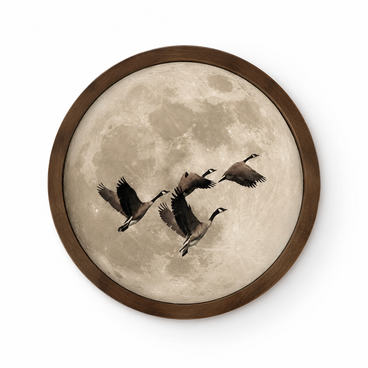 Muurcirkel Ganzen Bij Volle Maan | Wanddecoratie 30 cm