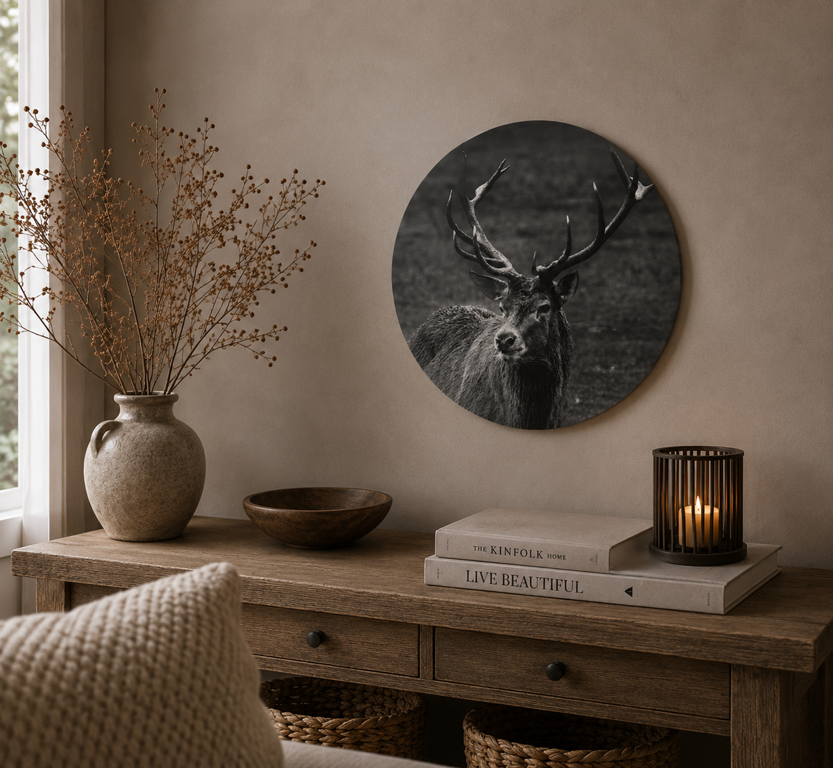 Muurcirkel Hert | Landelijke Wanddecoratie 40 cm
