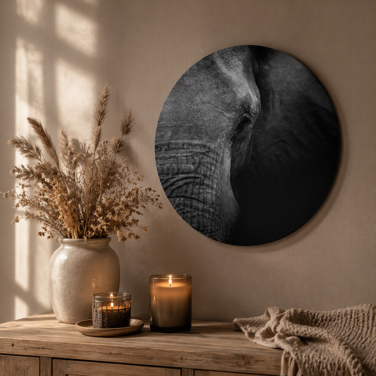 Muurcirkel Olifant | Wanddecoratie 30 cm