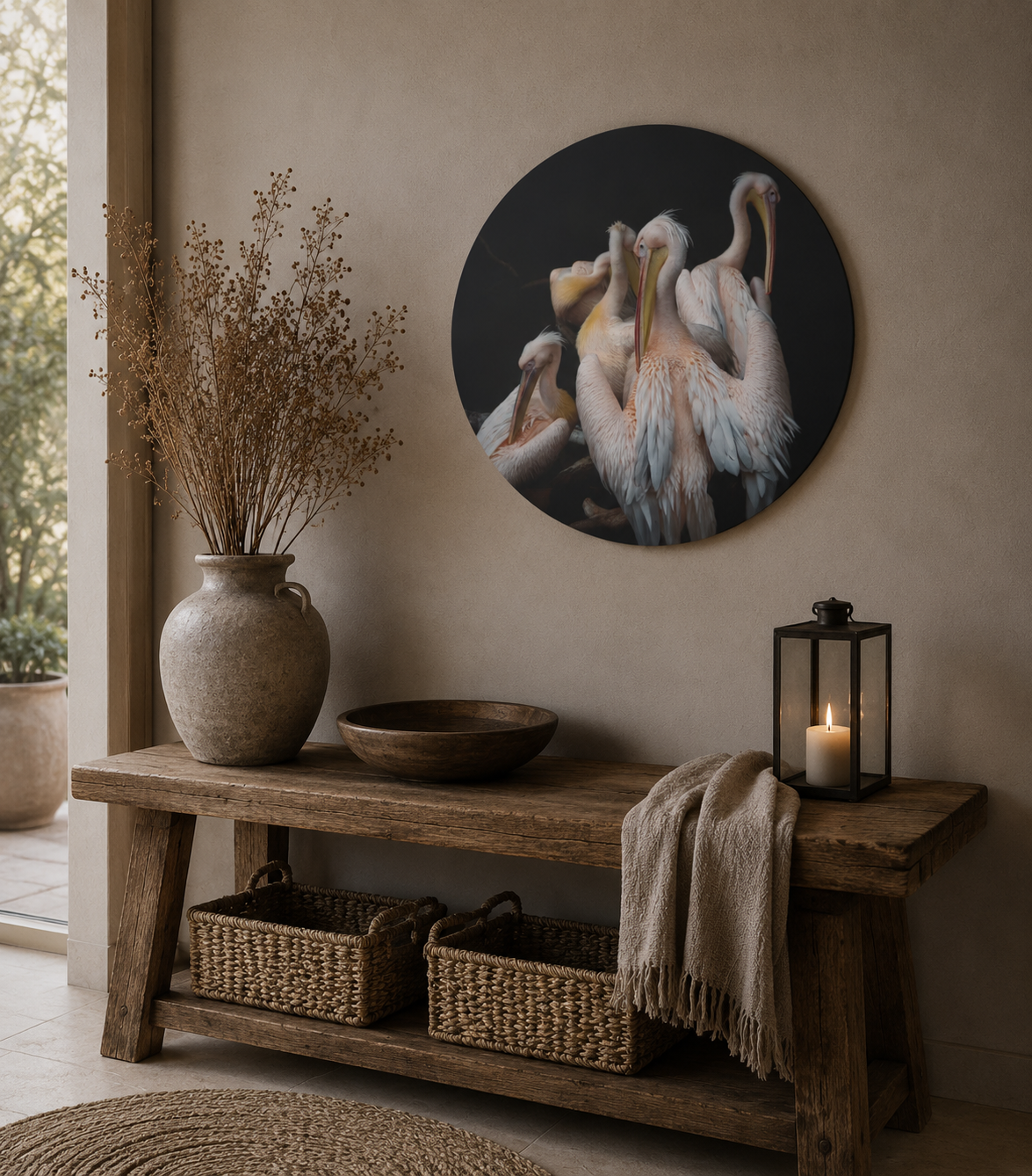Muurcirkel Pelikanen | Wanddecoratie 40 cm