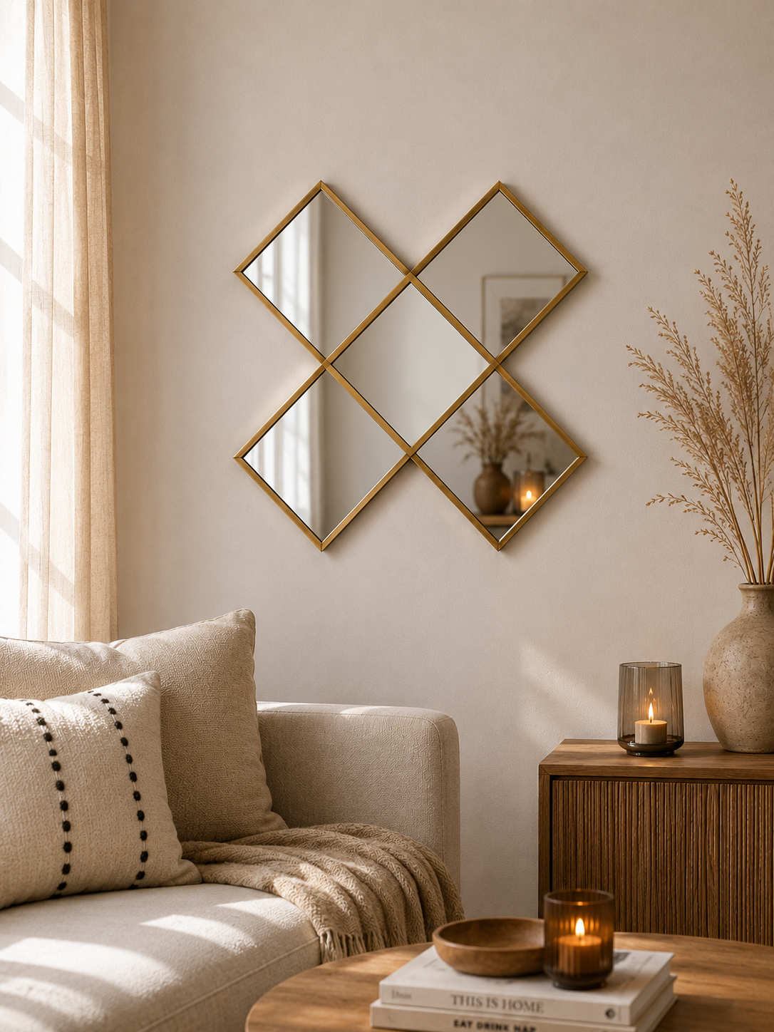 Spiegel Cross Gold | Gouden Wandspiegel 45 cm