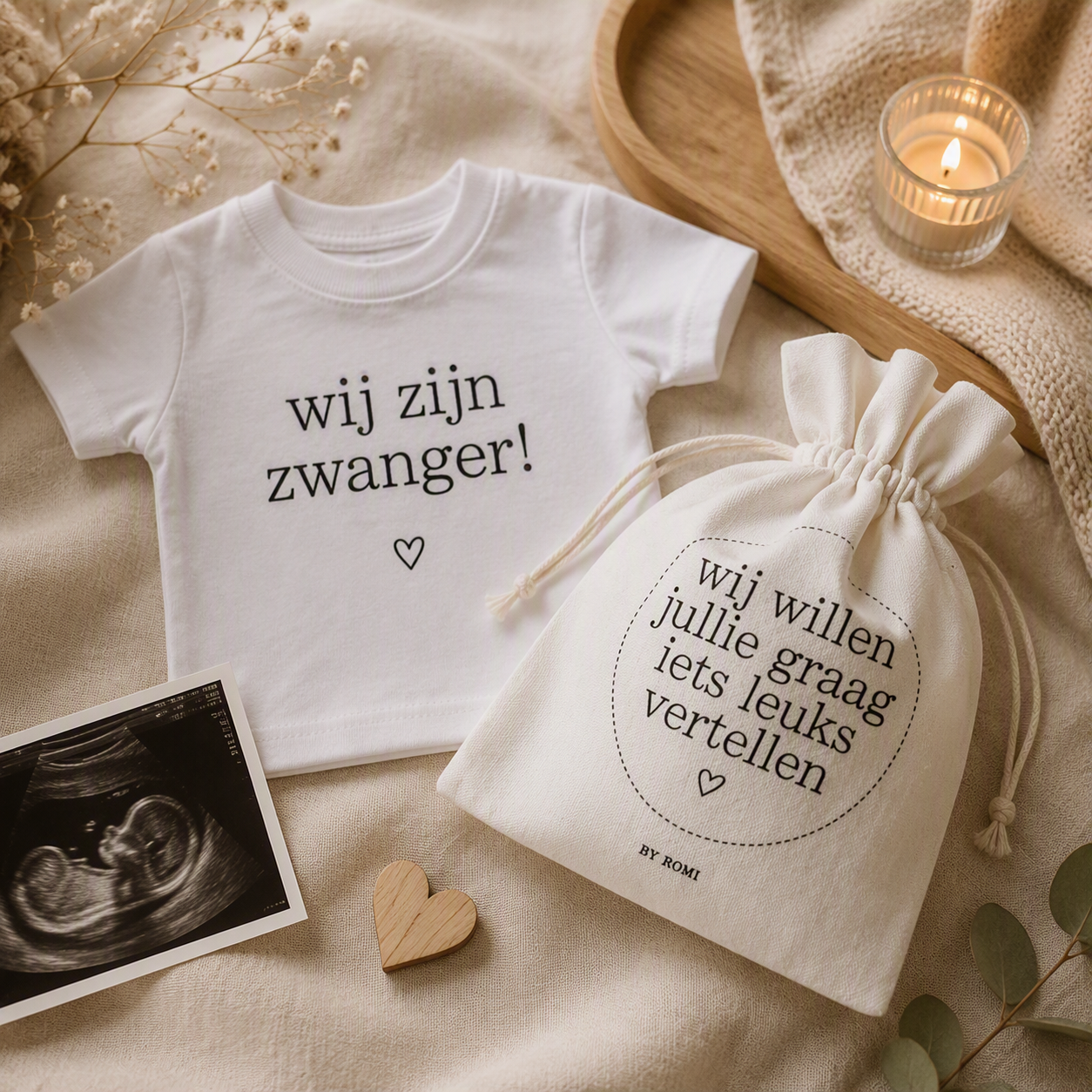 T-Shirt in Zakje Wij Zijn Zwanger | Originele Zwangerschapsaankondiging