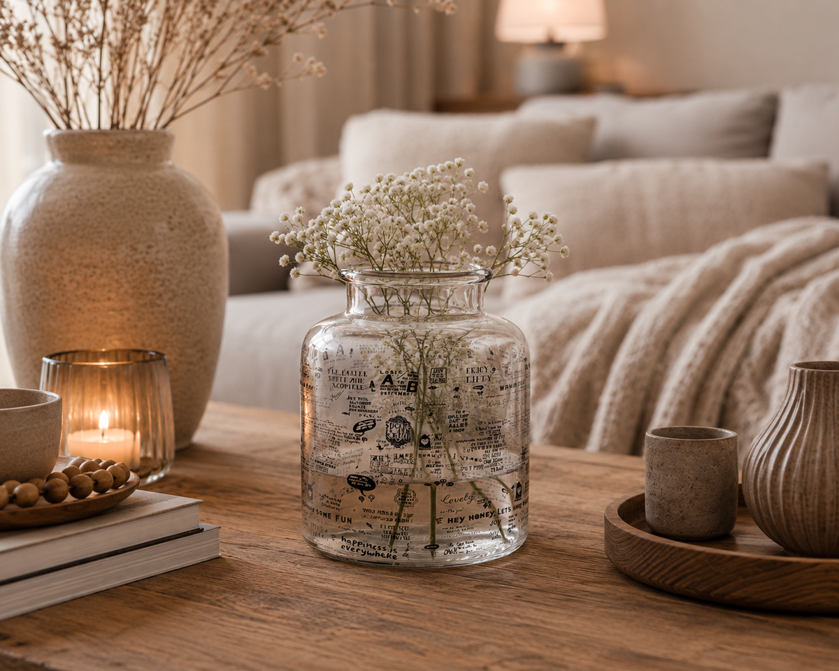Vaas Happy | Vtwonen Glazen Vaas Met Hartdesign