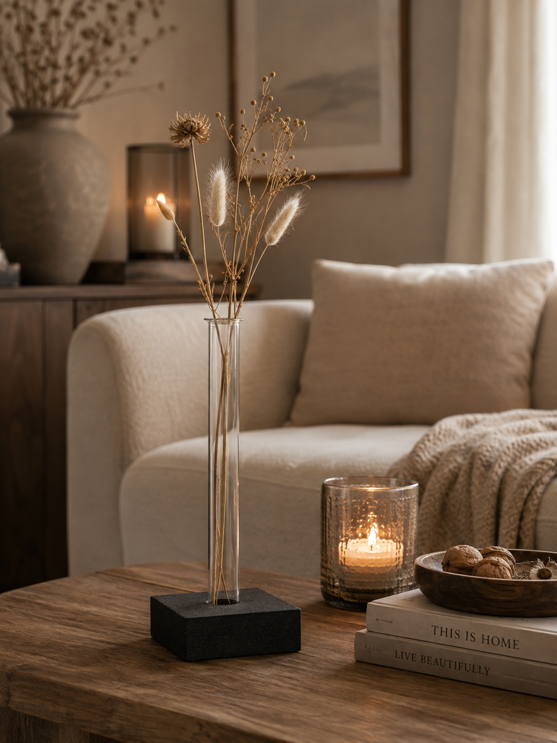 Vierkante Vaas Met Reageerbuisje | Minimalistische Bloemenhouder