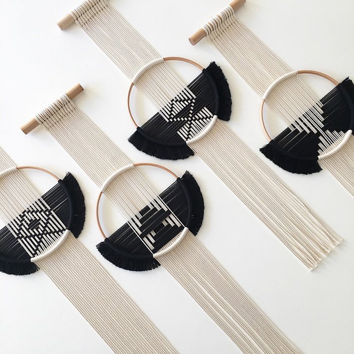 Geometrische wandhanger - Gebroken wit/ zwart - Lounge&Lifestyle