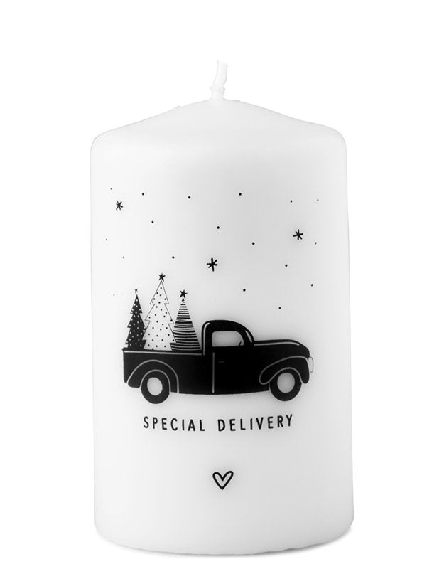Kaars Special Delivery | Witte Kaars Met Kerstprint