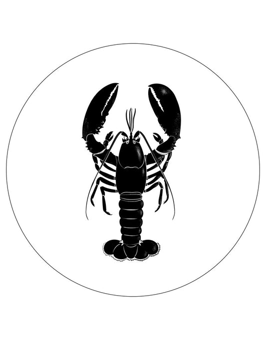 Muurcirkel -  Wit met zwarte kreeft - Lounge&Lifestyle