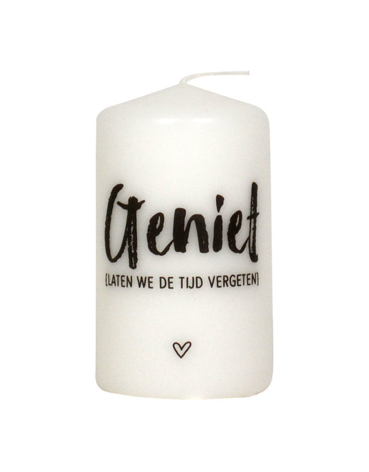Kaars met tekst - Geniet laten we de tijd vergeten - Lounge&Lifestyle