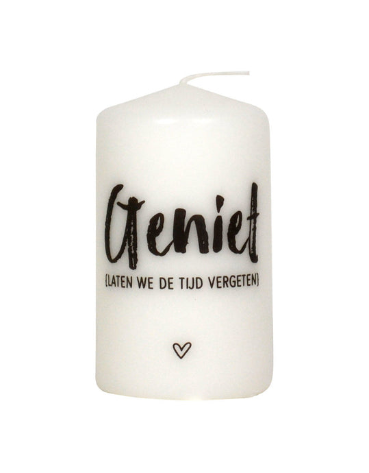 Kaars met tekst - Geniet laten we de tijd vergeten - Lounge&Lifestyle
