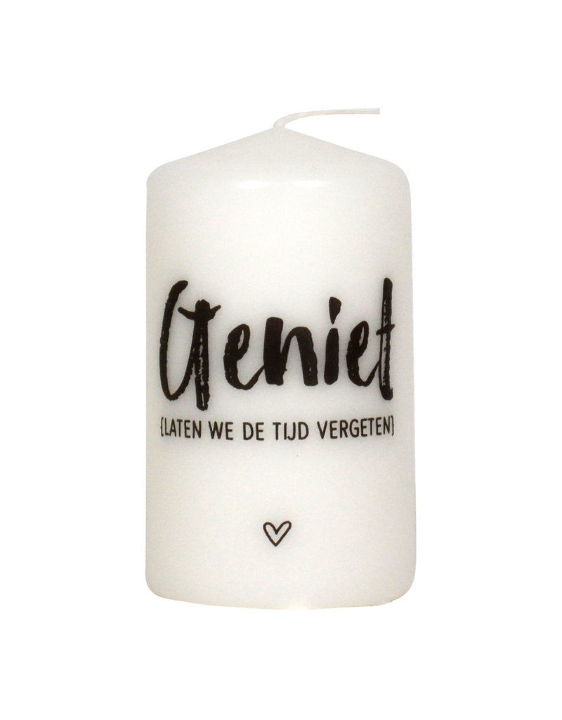 Kaars met tekst - Geniet laten we de tijd vergeten - Lounge&Lifestyle