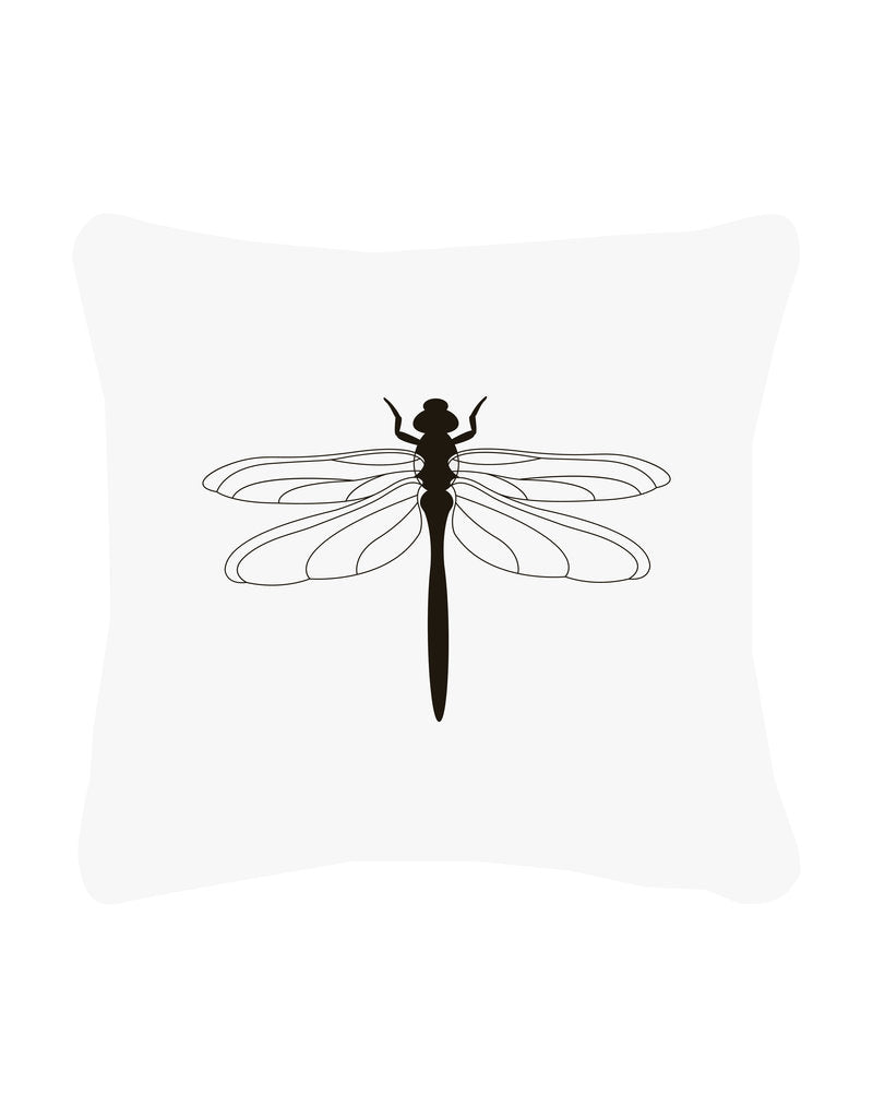 Buitenkussen - Wit met zwarte libelle - Lounge&Lifestyle