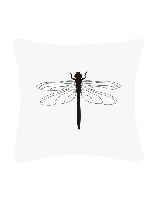 Buitenkussen - Wit met zwarte libelle - Lounge&Lifestyle