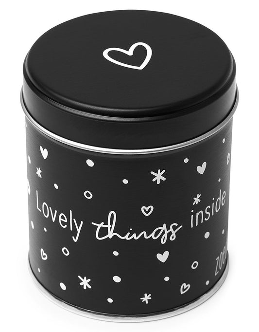 Cadeaublikje Lovely Things Inside | Zwart Bewaarblikje Met Hartje