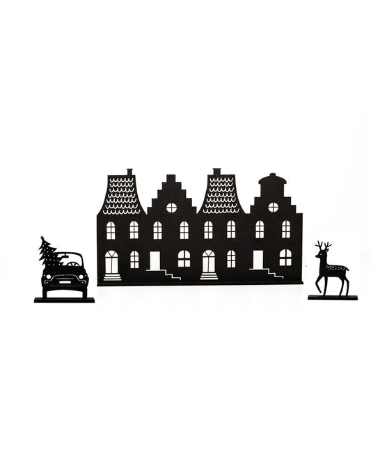 Houten Kerstset Grachtenpandjes | Kerstdecoratie Voor Vensterbank