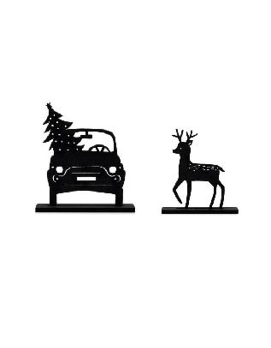 Houten kerst set - auto en hert - Lounge&Lifestyle